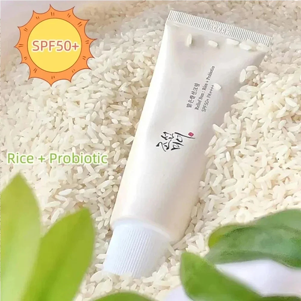 كريم واقي الشمس SPF50+ مع البروبيوتيك الكوري من الأرز - كريم تفتيح البشرة ومقاوم للأشعة فوق البنفسجية