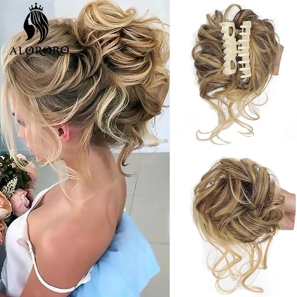 كعكة الشعر الاصطناعية المجعد  Chignon كليب في كعكة الشعر شعر مستعار