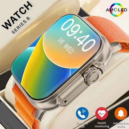 2024 T800 Ultra 2 ساعة ذكية للرجال 49 مم سلسلة 8 شاشة AMOLED 2.3 بوصة NFC Compass مقاومة للماء لساعة Apple Watch IWO Ultra 8 الذكية